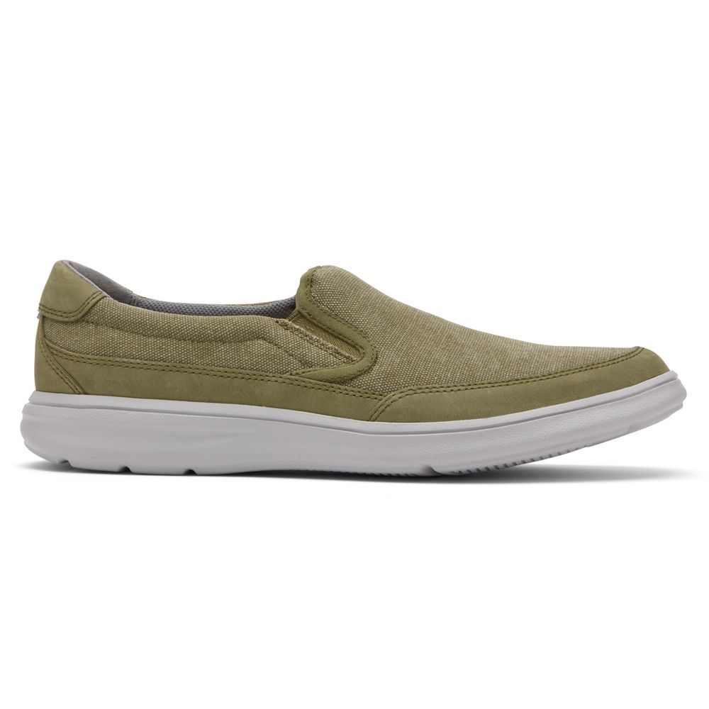 Rockport Beckwith Slip-On - Mens Sneakers - Olive - NZ (OQP-458270)